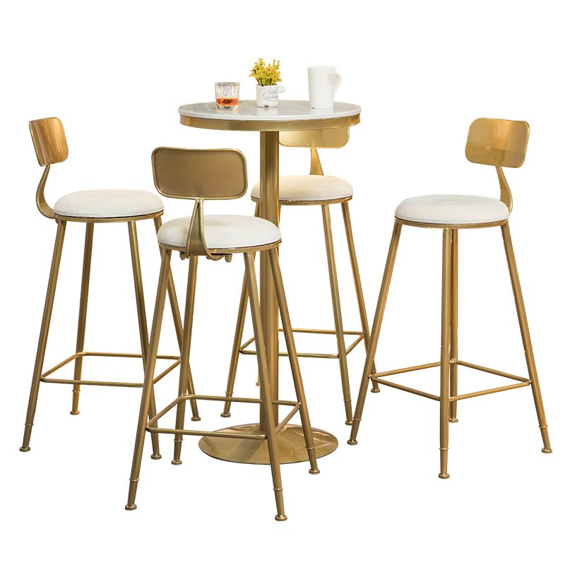 Glam Faux Marble Bistro Table Indoor Gold Steel Bar Dining Table with Single Pedestal Clearhalo 'Bar Furniture' 'Bar Tables' 'bar_tables' 'furn' 'furn_bar_tables' 'Furniture' 'furniture_bar_tables' 'Kitchen & Dining Furniture' 1200x1200_e1f58951-8409-4597-8f1e-a90d95c4a88c