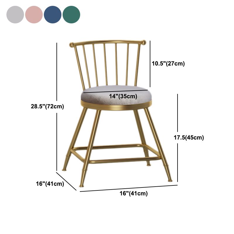 Nordic Armless Backrest Counter Stool Iron Dessert Shop Bar Stool with Pedal and Cushion Clearhalo 'Bar Furniture' 'Bar Stools' 'bar_stools' 'furn' 'furn_bar_stools' 'Furniture' 'Kitchen & Dining Furniture' 1200x1200_e1f63681-32a0-4a48-b603-164d1c61a06c