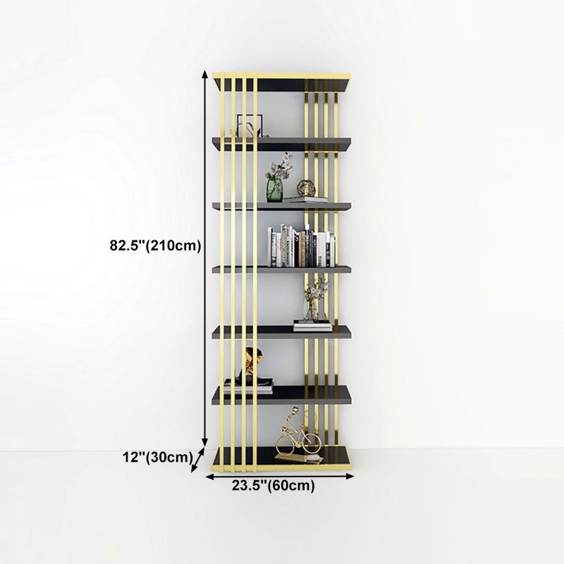 82.67"H Bookshelf Gold Glam Style Open Back Bookcase for Home Office Study Room Clearhalo 'Bookcases' 'furn' 'furn_bookcases' 'Furniture' 'furniture_bookcases' 'kitchen' 'kitchen_bookcases' 'Living Room Furniture' 'Office Furniture' 1200x1200_e1f68264-d1d3-4e2b-a13e-3b31cdca8aa1