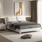 Glam Genuine Leather Solid Color Mattress Includedwith Headboard Bed Frame