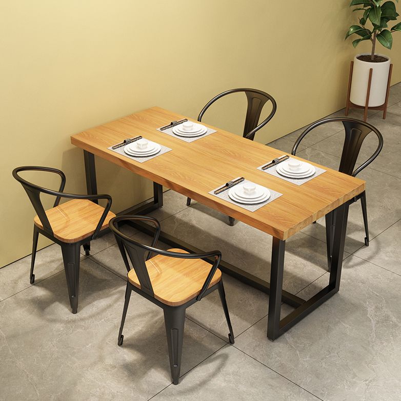 Industrial Style Solid Wood Top Dining Table with Rectangle Dinette Set with 4 Legs Table Clearhalo 'Dining Room Sets' 'Dining Tables & Seating' 'dining_room_set' 'furn' 'furn_dining_room_set' 'Furniture' 'furniture_dining_room_set' 'Kitchen & Dining Furniture' 'kitchen&dining_furn' 'kitchen' 1200x1200_e1f7f972-1d17-410c-ac7b-8fb84e2a546f