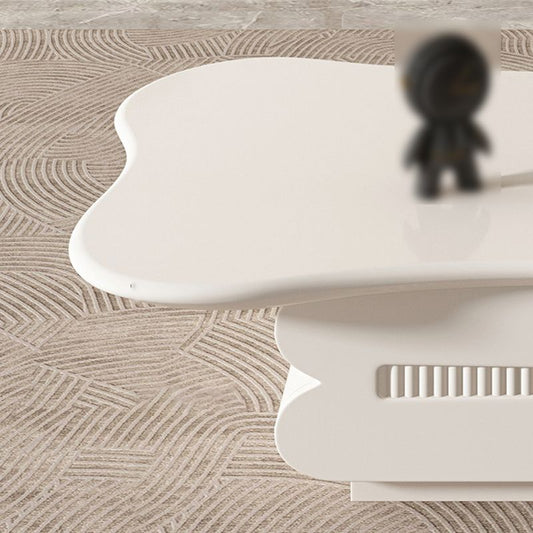 Tavolino moderno in legno bianco Forma a tavolino singolo con 2 cassetti