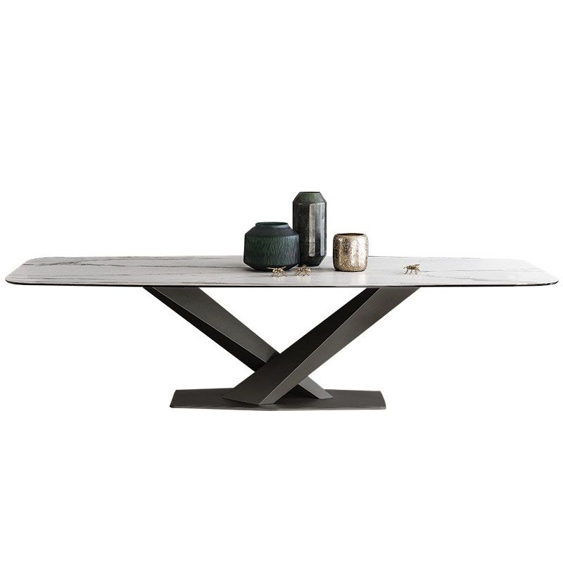 Sintered Stone Table for Restaurant Industrial Rectangle Dining Table Metal Pedestal Clearhalo ' dining_table' 'Dining Tables & Seating' 'Dining Tables' 'furn' 'furn_dining_table' 'Furniture' 'furniture_dining_table' 'Kitchen & Dining Furniture' 'kitchen&dining_furn' 'kitchen' 'kitchen_dining_table' 1200x1200_e1f9f07d-006f-4c32-9115-f35cdc49a49a