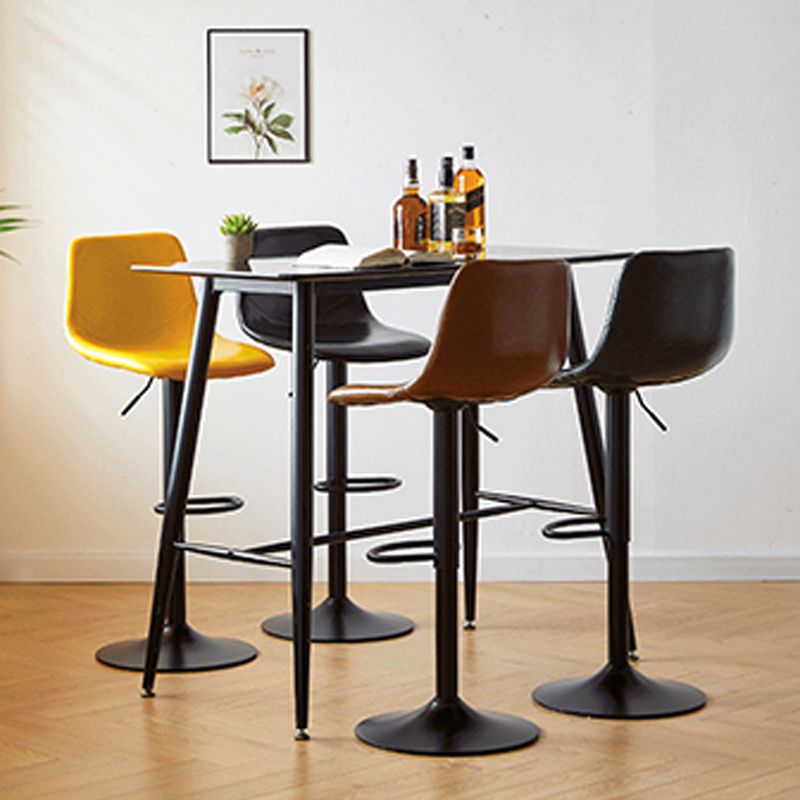 Tabouret de comptoir sans accoudoirs à dossier industriel, tabouret de bar réglable en fer avec coussin en cuir