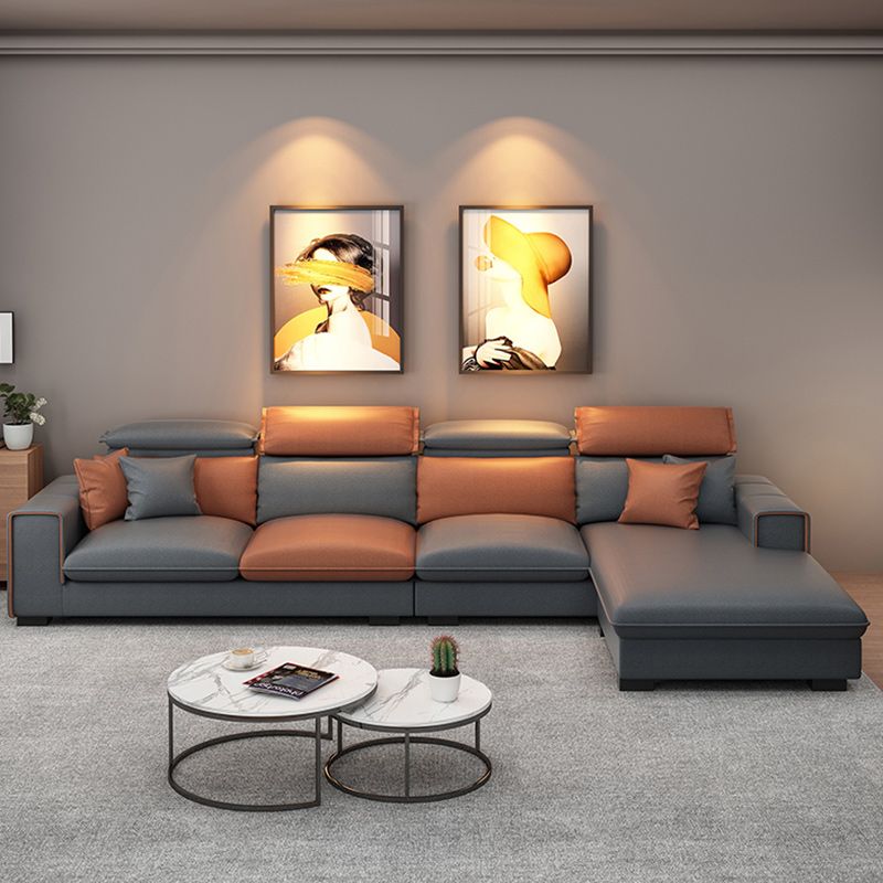 Ultra-Modern Sewn Pillow Back Square Arm Sofa with Slipcovered for Living Room Clearhalo 'furn' 'furn_sectionals' 'Furniture' 'furniture_sectionals' 'Living Room Furniture' 'Sectionals' 1200x1200_e1fb9953-5b68-4630-9bcb-74e7d2fc8093