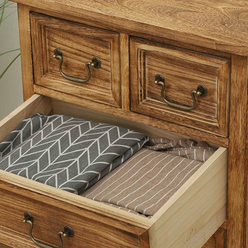 Coffre de rangement vertical en bois massif vintage de 14 po de largeur avec tiroirs