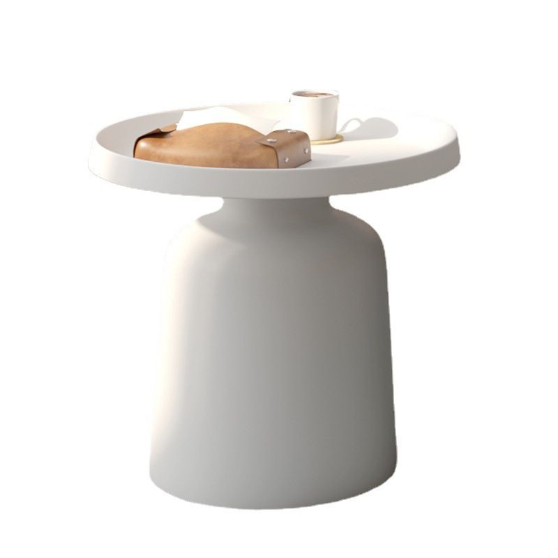 Black/White Metal Coffee Table Round Tray Top Cocktail Table