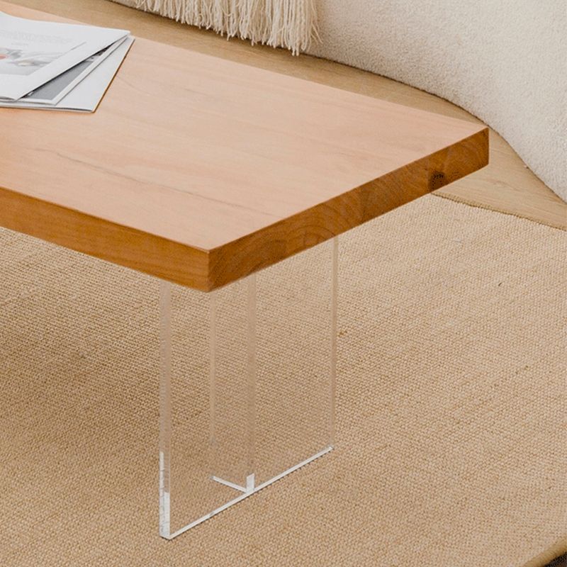 Scandinavian Solid Wood Rectangle Top Coffee Table Acrylic Sled Cocktail Table Clearhalo 'Coffee & Accent Tables' 'Coffee Tables' 'coffee_tables' 'furn' 'furn_coffee_tables' 'Furniture' 'Living Room Furniture' 1200x1200_e1ff4f60-b893-404d-b878-95778f01e69f