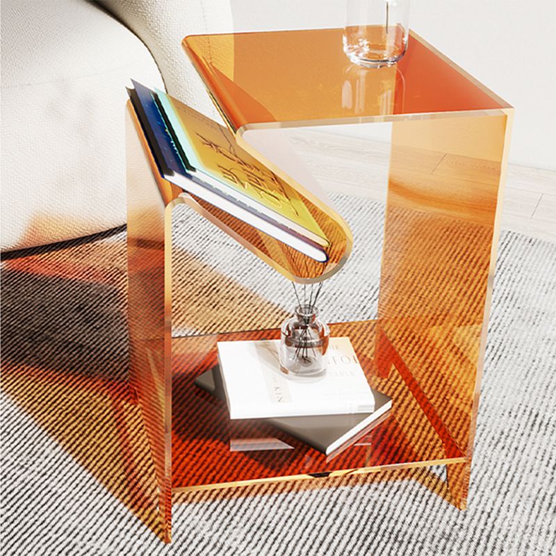 Modernistic Sofa Side Accent Table Plastic 4 Legs Double Tier Rectangular Clearhalo 'Coffee & Accent Tables' 'End & Side Tables' 'end_side_tables' 'furn' 'furn_end_side_tables' 'Furniture' 'Living Room Furniture' 1200x1200_e20058c8-c76c-430e-a5bb-d96816ea0467