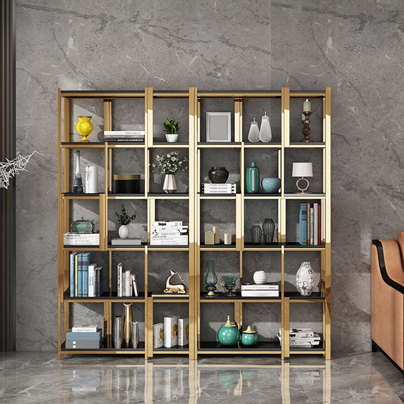 Modern Style Bookcase Gold Frame Metal Open Back Bookshelf for Home Office Clearhalo 'Bookcases' 'furn' 'furn_bookcases' 'Furniture' 'Office Furniture' 1200x1200_e200a2da-54d0-494e-8b76-9e747bf8fc8a