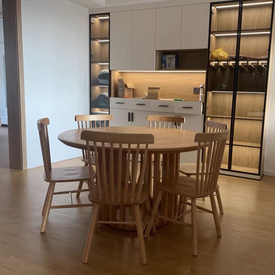 Round Solid Wood Brown Tone Dining Table Simplicity Pedestal Table for Dining Room Clearhalo ' dining_table' 'Dining Tables & Seating' 'Dining Tables' 'furn' 'furn_dining_table' 'Furniture' 'furniture_dining_table' 'Kitchen & Dining Furniture' 'kitchen&dining_furn' 'kitchen' 'kitchen_dining_table' 1200x1200_e2017bb0-9dc3-48ac-a781-ebde96d1bb48