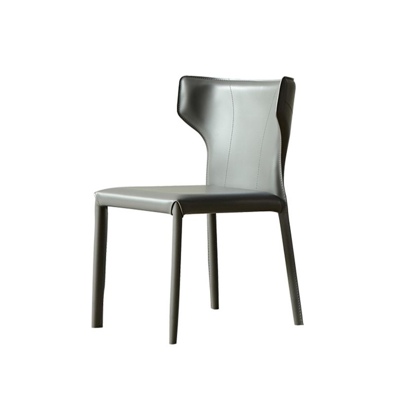 Silla de interior contemporánea de metal acabado mate silla lateral de ala