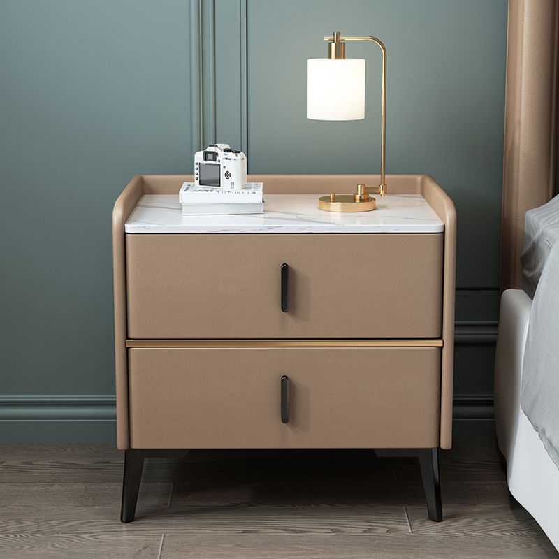 Moderne 20 Zoll H Night Tischstein Top 2-Drawer-Aufbewahrung Nachttisch mit Beinen