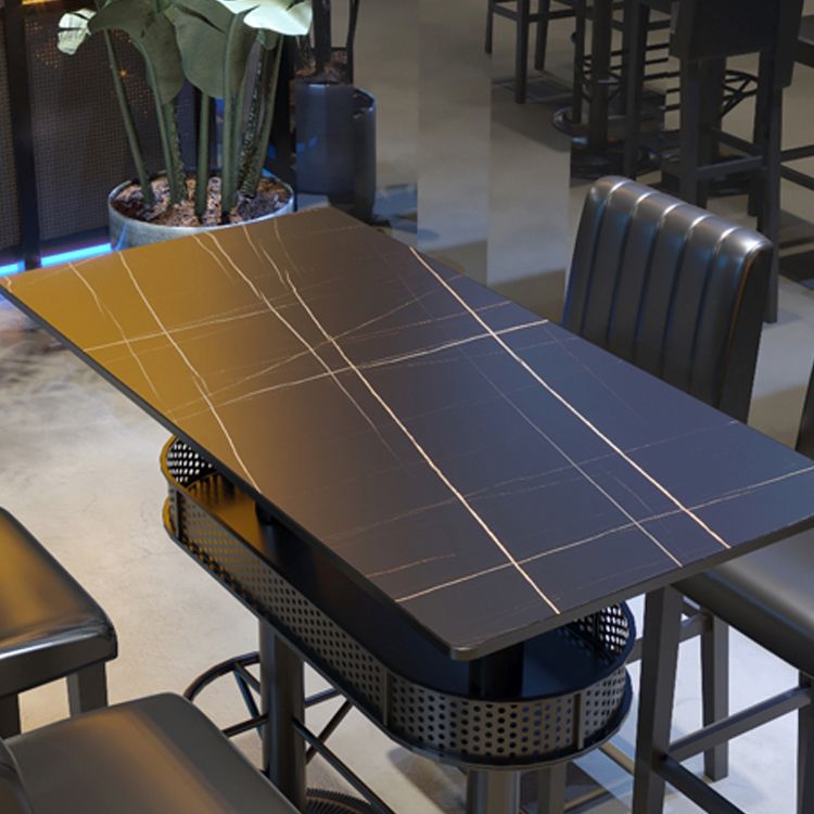 Industrial Style Bar Height Table Cafe Bar Dining Table with Storage Clearhalo 'Bar Furniture' 'Bar Tables' 'bar_tables' 'furn' 'furn_bar_tables' 'Furniture' 'Kitchen & Dining Furniture' 1200x1200_e204eba0-326f-4c8a-b2bf-ba332d30bd6c
