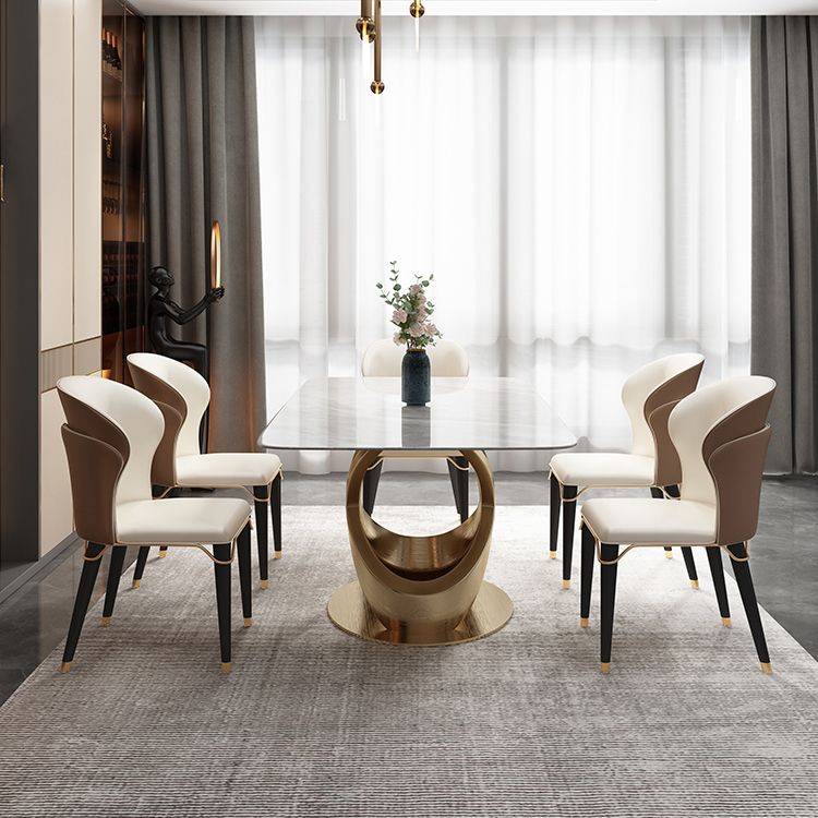 Luxury 1/2/5/6/7 Pieces Dining Set Sintered Stone Dining Table with Leather Chairs Clearhalo 'Dining Room Sets' 'Dining Tables & Seating' 'dining_room_set' 'furn' 'furn_dining_room_set' 'Furniture' 'furniture_dining_room_set' 'Kitchen & Dining Furniture' 'kitchen&dining_furn' 'kitchen' 1200x1200_e2054f56-f6a3-452d-bcd7-c8704df71877