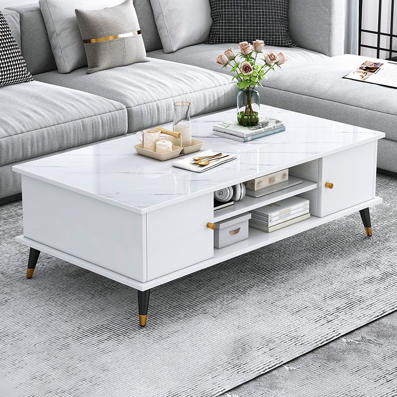 Rectangle White and Grey Modern Coffee Table with Four Legs for Living Room Clearhalo 'Coffee & Accent Tables' 'Coffee Tables' 'coffee_tables' 'furn' 'furn_coffee_tables' 'Furniture' 'furniture_coffee_tables' 'Living Room Furniture' 1200x1200_e2067a31-e60f-4f05-87ee-6c85965b1c98