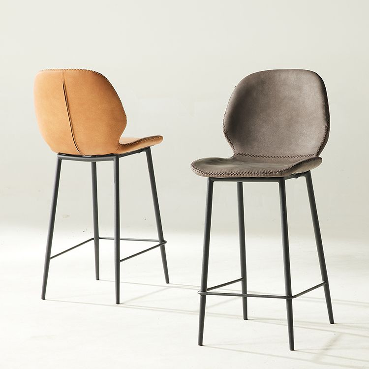 Modern Style Backrest Metal Counter Stool with Leather Cushion Clearhalo 'Bar Furniture' 'Bar Stools' 'bar_stools' 'furn' 'furn_bar_stools' 'Furniture' 'Kitchen & Dining Furniture' 1200x1200_e207e06c-ef40-4e65-ab92-b11bc622299b