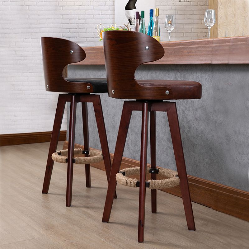 Modern Bar Stool Rubber Wooden Backrest Barstools with Soles Swivel Cushions Clearhalo 'Bar Furniture' 'Bar Stools' 'bar_stools' 'furn' 'furn_bar_stools' 'furniture_bar_stools' 'Kitchen & Dining Furniture' 'kitchen&dining_furn' 'kitchen' 'kitchen_furn' Furniture' 1200x1200_e208639d-cb54-4402-9ff6-e8d1610502f9