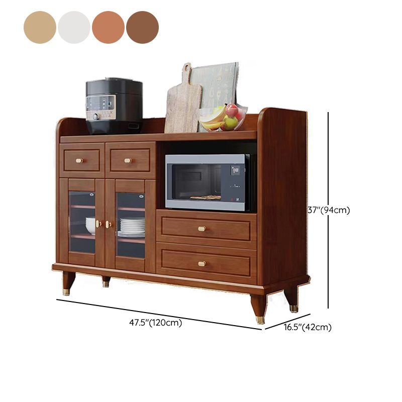 Cuffe da pranzo contemporaneo in legno massiccio 37 "H con armadi e cassetti