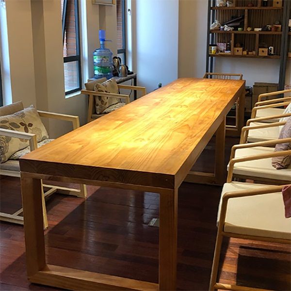 Simple Solid Wood Rectangle Dining Table Khaki Kitchen Dining Table with Double Pedestal Bases Clearhalo ' dining_table' 'Dining Tables & Seating' 'Dining Tables' 'furn' 'furn_dining_table' 'Furniture' 'furniture_dining_table' 'Kitchen & Dining Furniture' 'kitchen&dining_furn' 'kitchen' 'kitchen_dining_table' 1200x1200_e2098aac-e30b-49ca-aead-86d7df8c0e99