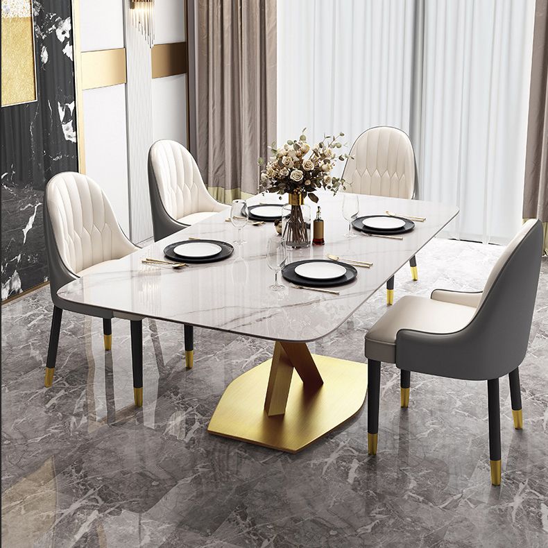 Glam 1/2/5/6/7 Pieces Dining Set Metal Dining Table Set with Pedestal Base Clearhalo 'Dining Room Sets' 'Dining Tables & Seating' 'dining_room_set' 'furn' 'furn_dining_room_set' 'Furniture' 'furniture_dining_room_set' 'Kitchen & Dining Furniture' 1200x1200_e209d133-cb64-47d4-b133-6f28bf132732