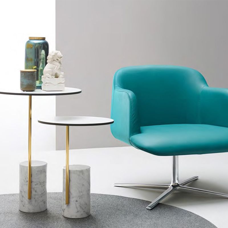 Contemporary Pedestal End Table Round Glass Top Side End Table