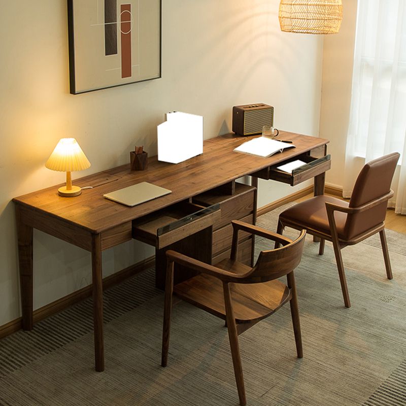 Table de bureau en bois massif moderne Home Writing Desk avec 5 tiroirs