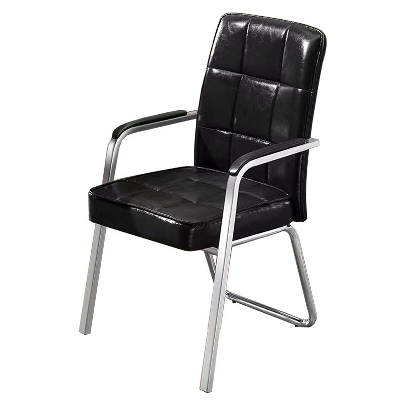 Modern Fixed Arms Leather Chair No Wheels Mid-Back Office Chair Clearhalo 'furn' 'furn_office_chair' 'Furniture' 'Office Chairs' 'Office Furniture' 'office_chair' 1200x1200_e20b5280-b0a8-4898-9ed7-440ea46985ba