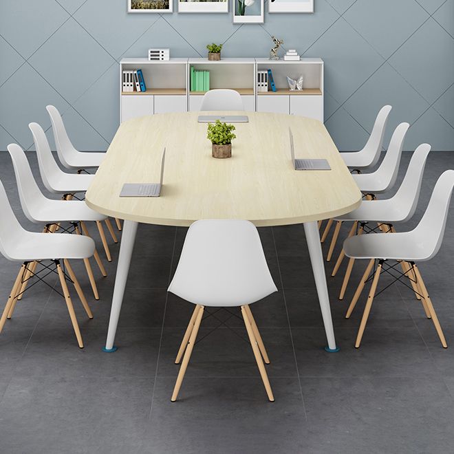 Modern Style Oval Writing Desk Wooden Parsons Base Office Desk Clearhalo 'furn' 'furn_office_desk' 'Furniture' 'furniture_office_desk' 'Office Desks' 'Office Furniture' 'office_desk' 1200x1200_e20ba15b-5722-407e-9a61-83294ec33d15