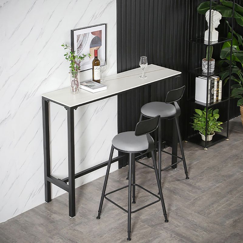 Industrial Stone Indoor Pub Bar Table Iron Trestle Pedestal Bar Dining Table Clearhalo 'Bar Furniture' 'Bar Tables' 'bar_tables' 'furn' 'furn_bar_tables' 'Furniture' 'furniture_bar_tables' 'Kitchen & Dining Furniture' 1200x1200_e20bf0ce-936f-4d84-8f5b-686a68bd8923