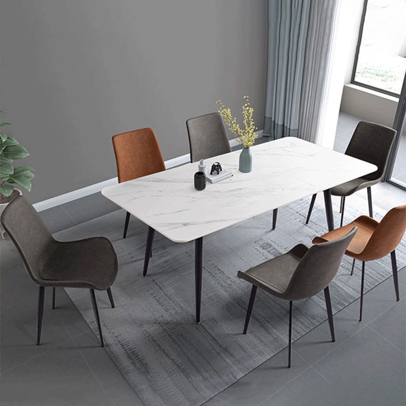 Modern Style Sintered Stone Dining Table with Rectangle Shape Table and 4 Legs Base for Home Use Clearhalo 'Dining Room Sets' 'Dining Tables & Seating' 'dining_room_set' 'furn' 'furn_dining_room_set' 'Furniture' 'furniture_dining_room_set' 'Kitchen & Dining Furniture' 'kitchen&dining_furn' 'kitchen' 1200x1200_e20cb1d5-f7a6-4453-b535-c66e63f40a6a