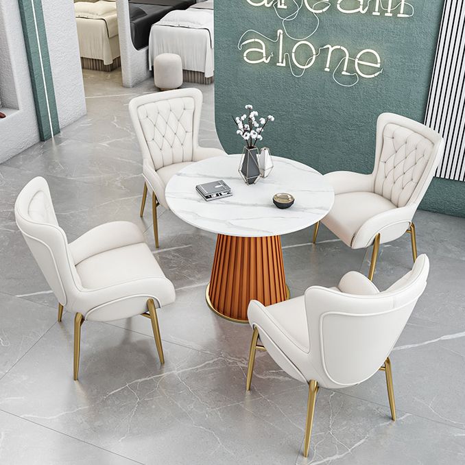 Glam 1/5 Pieces Dining Set Circular Stone Dining Table for Dining Room Clearhalo 'Dining Room Sets' 'Dining Tables & Seating' 'dining_room_set' 'furn' 'furn_dining_room_set' 'Furniture' 'furniture_dining_room_set' 'Kitchen & Dining Furniture' 1200x1200_e20d2906-4559-4789-8f70-42d15a3511be