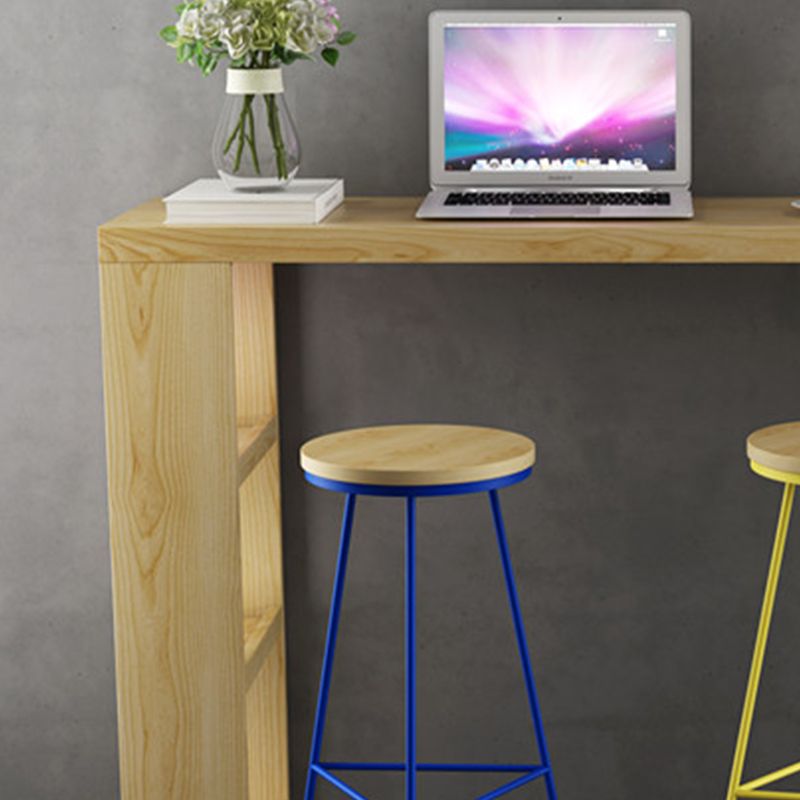 Industrial Rectangle Bistro Bar Desk Pine Solid Wood Bar Dining Table Clearhalo 'Bar Furniture' 'Bar Tables' 'bar_tables' 'furn' 'furn_bar_tables' 'Furniture' 'Kitchen & Dining Furniture' 1200x1200_e20d33b9-1333-49ac-bb2d-cfa238e09435