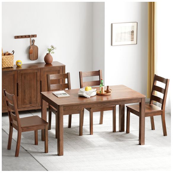 Contemporary Rectangle Dining Table Oak Solid Wood Table with 4 Legs for Kitchen Dinner Dining Room Clearhalo ' dining_table' 'Dining Tables & Seating' 'Dining Tables' 'furn' 'furn_dining_table' 'Furniture' 'furniture_dining_table' 'Kitchen & Dining Furniture' 'kitchen&dining_furn' 'kitchen' 'kitchen_dining_table' 1200x1200_e20e50a5-74c3-485c-9d03-80d5c2d8a4fe