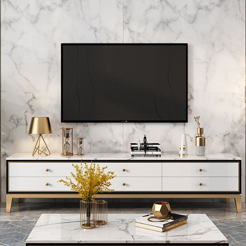 Glam Marble TV Stand Console Enclosed Storage TV Media Stand with Drawers for Living Room Clearhalo 'furn' 'furn_tv_stands_entertainment_centers' 'Furniture' 'Living Room Furniture' 'TV Stands & Entertainment Centers' 'TV Stands & Media Storage Furniture' 'tv_stands_entertainment_centers' 1200x1200_e20eb710-f7c7-4ebf-8af8-908222d7691e