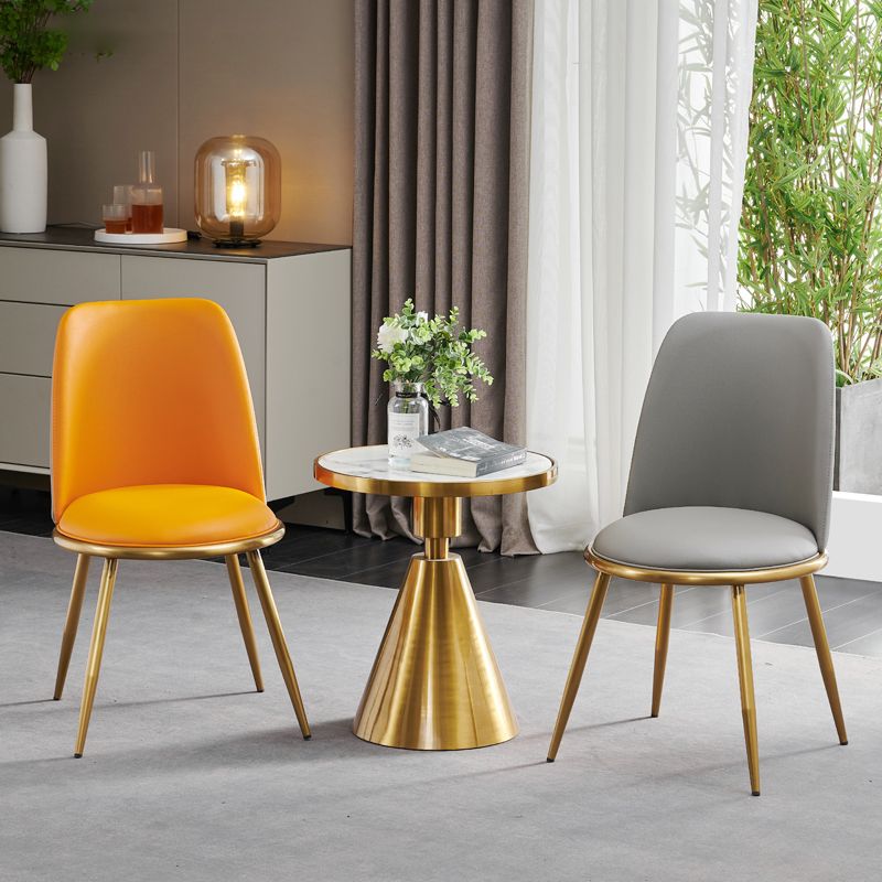 Glam Faux Leather Dining Chair Armless Metal Dining Room Chairs for Home Use Clearhalo ' kitchen&dining_furn' 'Dining Chairs' 'Dining Tables & Seating' 'dining_chair' 'furn' 'furn_dining_chair' 'Furniture' 'furniture_dining_chair' 'Kitchen & Dining Furniture' 'kitchen' 1200x1200_e20fe2a5-611b-4bb9-86d4-0d28f445d31d
