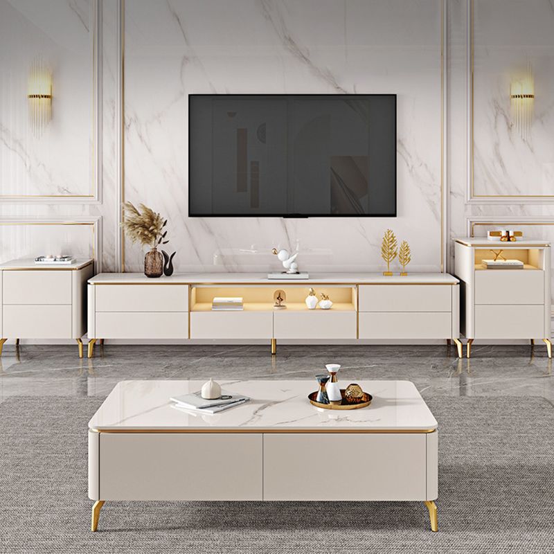 Glam Media Console Glass Open Shelving TV Stand for Living Room Clearhalo 'furn' 'furn_tv_stands_entertainment_centers' 'Furniture' 'Living Room Furniture' 'TV Stands & Entertainment Centers' 'TV Stands & Media Storage Furniture' 'tv_stands_entertainment_centers' 1200x1200_e2102299-17a6-4792-b59d-57b03a8eb3c0