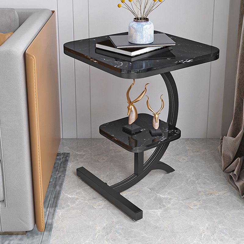 Double Tier Square Slate Top End Table Metal C Side Table for Living Room Clearhalo 'Coffee & Accent Tables' 'End & Side Tables' 'end_side_tables' 'furn' 'furn_end_side_tables' 'Furniture' 'Living Room Furniture' 1200x1200_e2115535-3b73-4c96-a7a5-707832b6abaa