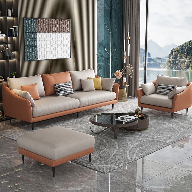 82.67 "L Faux Cuero Contemporáneo Sofá estándar de brazo inclinado