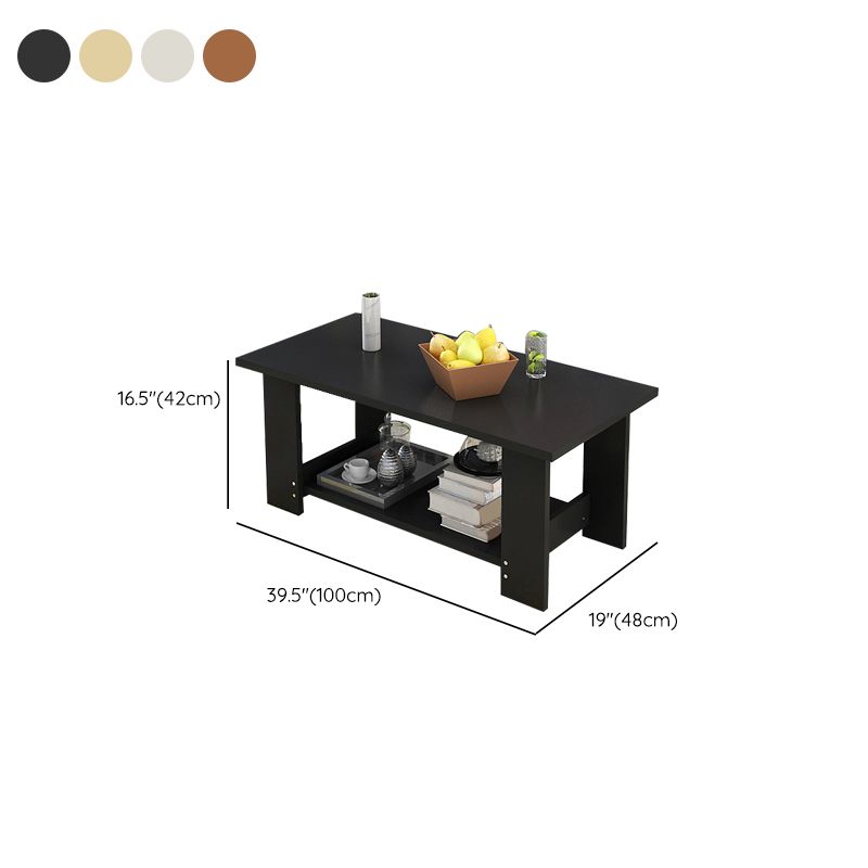 16.53" Tall Rectangle Top Coffee Table Wooden 4 Legs Cocktail Table with Shelf Clearhalo 'Coffee & Accent Tables' 'Coffee Tables' 'coffee_tables' 'furn' 'furn_coffee_tables' 'Furniture' 'Living Room Furniture' 1200x1200_e21580d6-d1ff-46c9-9094-cf987c0324c7