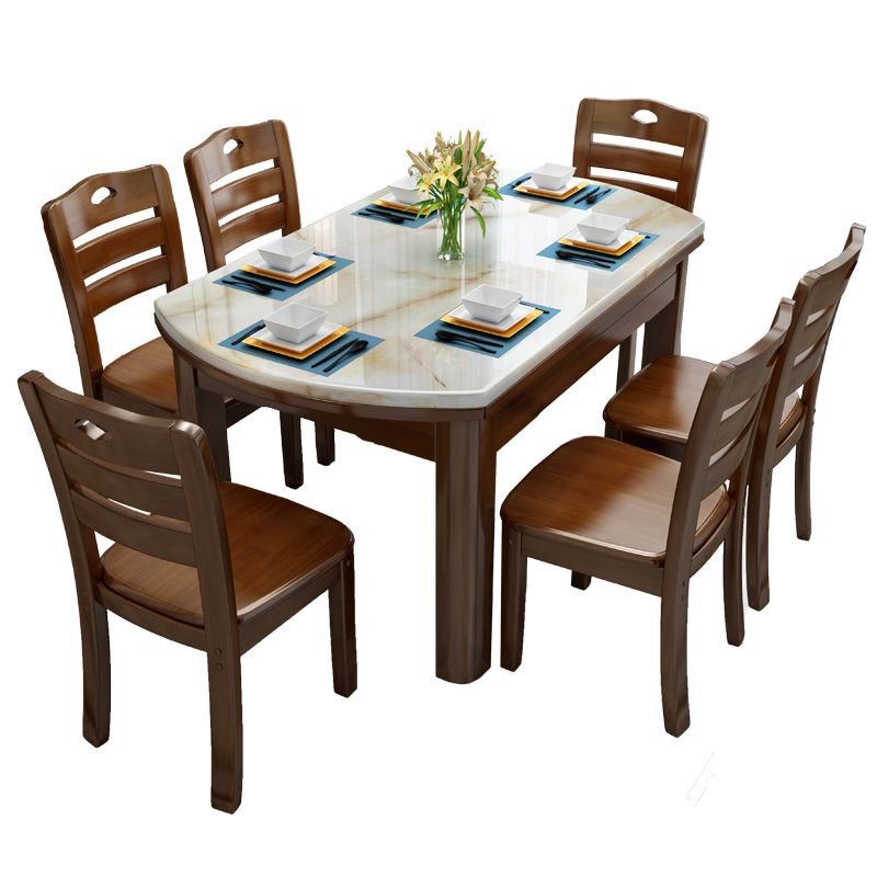 Modern Marble Rectangle Shape Dining Furniture 4 Wood Legs Table Formal for Dining Room Furniture Clearhalo 'Dining Room Sets' 'Dining Tables & Seating' 'dining_room_set' 'furn' 'furn_dining_room_set' 'Furniture' 'furniture_dining_room_set' 'Kitchen & Dining Furniture' 'kitchen&dining_furn' 'kitchen' 1200x1200_e215ed22-49b1-41f5-a7e7-680ec5c72edb