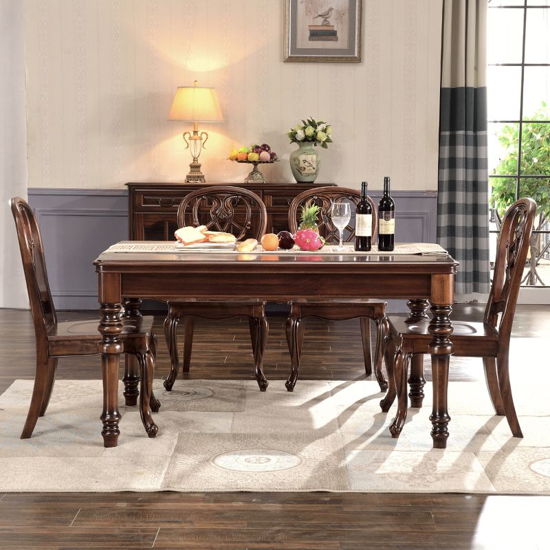Traditional Style Solid Wood Dining Set with Rectangle Shape Table Table and 4 Legs Base Clearhalo 'Dining Room Sets' 'Dining Tables & Seating' 'dining_room_set' 'furn' 'furn_dining_room_set' 'Furniture' 'furniture_dining_room_set' 'Kitchen & Dining Furniture' 'kitchen&dining_furn' 'kitchen' 1200x1200_e2163ebe-e4ee-40a5-b67e-264da910fd15
