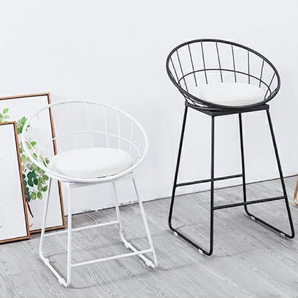 Glam Bucket Bar-stool Upholstered Footrest Low Back Shop Counter & Bar Stool