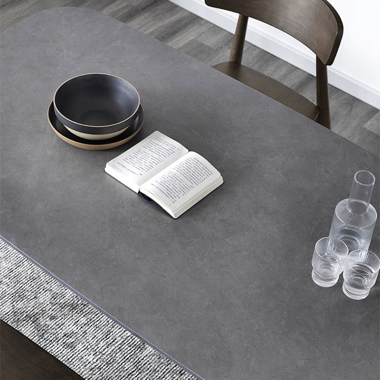 Stone Top Dining Table Mid-Century Modern Dining Table with 4 Brown Legs Clearhalo 'Dining Tables & Seating' 'Dining Tables' 'dining_table' 'Furniture' 'furniture_dining_table' 'Kitchen & Dining Furniture' 'kitchen' 'kitchen_dining_table' 1200x1200_e2179e22-9bb6-4e9d-84be-e9e1ecf01f70