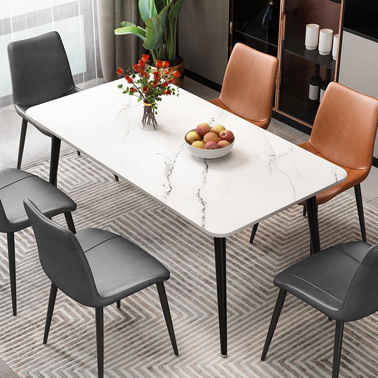 Rectangle Stone Top Dining Table Modern Black Base Dining Table for Living Room Clearhalo 'Dining Tables & Seating' 'Dining Tables' 'dining_table' 'furn' 'furn_dining_table' 'Furniture' 'furniture_dining_table' 'Kitchen & Dining Furniture' 'kitchen' 'kitchen_dining_table' 1200x1200_e217b62f-e5a5-4fbf-b9b1-4445cc77f6e3