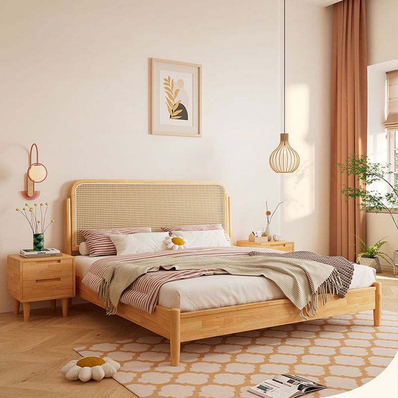 Letto standard rattan a colore solido letto tropicale con testiera