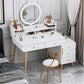 Contemporary Rubberwood Make-up Vanity with Mirror and Stool