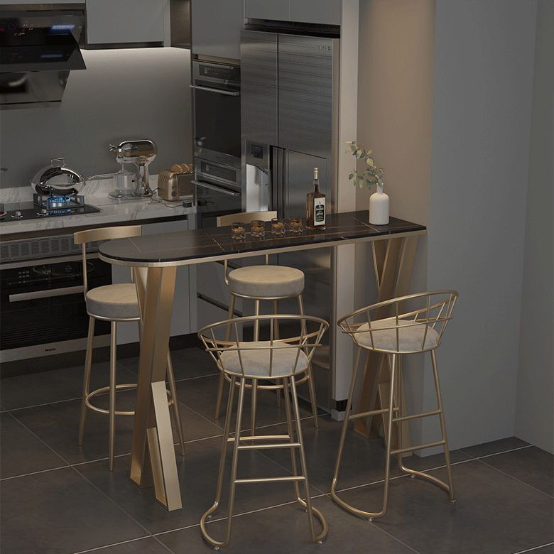 42-inch Height Cocktail Bar Table Glam Style Gold Frame Bar Table for Indoor Clearhalo 'Bar Furniture' 'Bar Tables' 'bar_tables' 'Furniture' 'furniture_bar_tables' 'Kitchen & Dining Furniture' 'kitchen&dining_furn' 'kitchen' 1200x1200_e21cf93e-2b8c-4b25-a927-7ea077858b6a