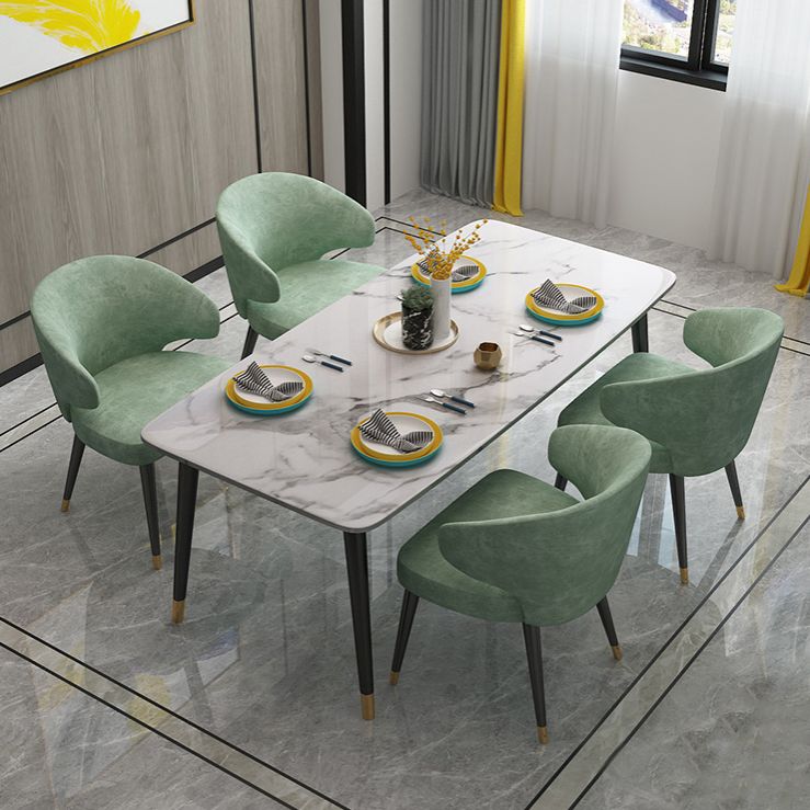 Modern Dinette Set 1/4/5 Pieces Rectangle White Marble Dining Table Set Clearhalo 'Dining Room Sets' 'Dining Tables & Seating' 'dining_room_set' 'furn' 'furn_dining_room_set' 'Furniture' 'Kitchen & Dining Furniture' 1200x1200_e21cfcf0-674e-4801-8242-b421ed509956