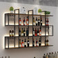 Wall Mounted Wine Rack Kit Metal and Wood Wine Holder Rack in Brown and Black Clearhalo 'furn' 'furn_wine_racks' 'Furniture' 'Kitchen & Dining Furniture' 'Wine Racks' 'wine_racks' 1200x1200_e21e5f54-5b72-47cb-b477-341758783a1e